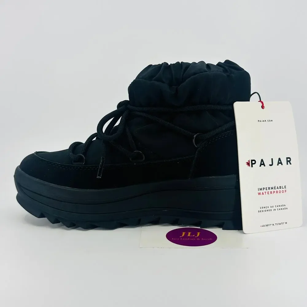 Pajar Women's Taya Low Black Lace Up Waterproof Winter Boots Size 6 US/ 37 EU